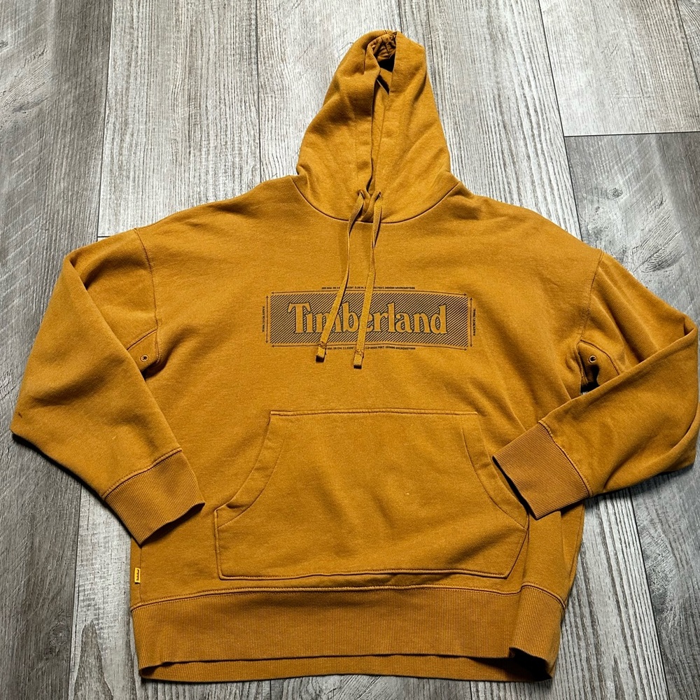 Timberland Wheat butterscotch spellout logo hoodie Med